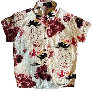 Jogal women’s Floral Short Sleeve Shirt Sz XS